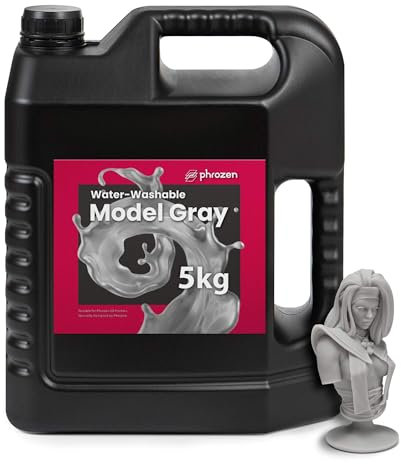 Phrozen Résine Lavable à l'Eau pour Imprimantes 3D | Résine Photopolymère UV 405nm pour Imprimantes LCD | Peu Odorante, Lavable à l 'Eau, Durcissement Rapide | Gris (5kg)