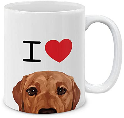 Mugs I Love Fox Red Labrador Retriever Dog Ceramic Coffee Mugs Unique Ceramic Coffee Mug Personalised Ceramic Mug 330Ml for A Great Gift, Valentines, Mothers Day