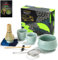 TEANAGOO Matcha Set Matcha Whisk Matcha Bowl with Pouring Spout Scoop Matcha Whisk Holder Tea Making Kit. Japanese Tea Set (7pcs) + 2Cups(5.6oz),S36,Celadon Blue,Color Box Packing…