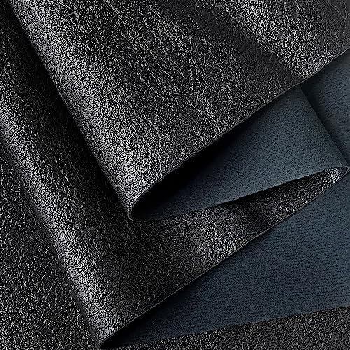 ONEART | Kunstleder Stoff Meterware, Lederimitat für Handwerk Dekor, weiche Körnung Polsterung Stoff, 91×135 cm-Schwarz