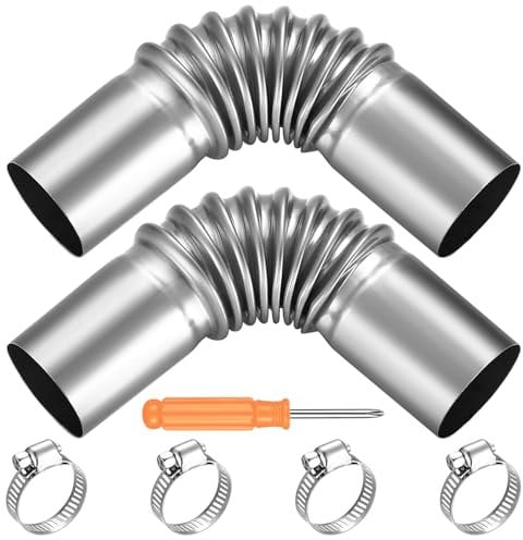 2 STK Standheizung Abgasrohr Winkelverbinder, 25mm Abgasschlauch für Stromerzeuger Dieselheizungen, Auto Edelstahl Abgasrohr, Autoheizung Auspuffrohr Gasentlüftungsschlauch, mit 4 Edelstahlklammern