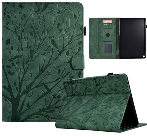 Kompatibel mit Kindle Fire HD 10 & Fire HD 10 Plus Hülle 2021 Release 10,1 Zoll Tablet-Hülle, sturzsichere Schutzhülle mit Kartenschlitz/Auto Sleep Wake (Grün)