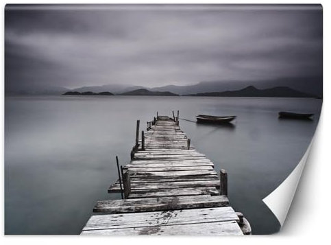 KunstLoft 'Wooden Way' Tapete Mediterran Moderne Fototapete für Wohnzimmer, Büro, Schlafzimmer 100x70 cm