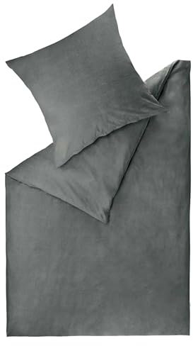 Esprit Home Premium Bettwäsche 155x220 Baumwolle Anthrazit 2tlg - Bettwäsche-Sets 2teilig bestehend aus 1 Bettwäschebezug 155x220cm - inkl. 1 Kopfkissenbezug 80x80cm - Öko-Tex Zertifiziert