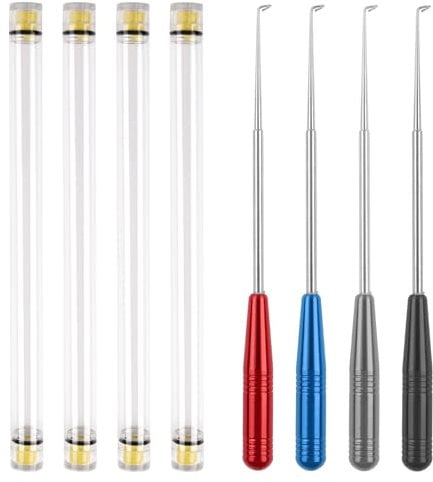 MOLENCO 4 Pcs Fishing Hook Remover, Fishing Hook Quick Removal Device, Stainless Steel Hook Remover Fishing, Fishing Unhooking Disgorger, Hook Extractor Accessories Tools with Storage Tube