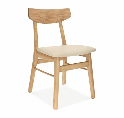 Furnicher Jenson Esszimmerstuhl - Holzstuhl - Sitzfläche aus Kunstleder - Elfenbein