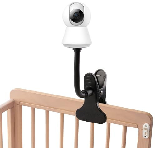 Support pour Babyphone, Support de Moniteur Flexible Support de Caméra Bébé Universel avec Connexion à Vis 1/4, Support de Serrage Sécurité sans Perçage pour Bébé Support Camera Vidéo (Noir)