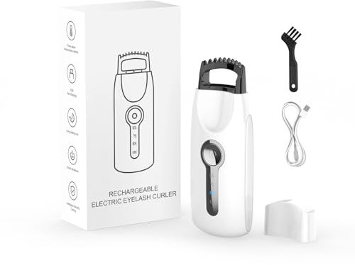 Smiling Shark Beheizter Wimpernzange, Neue 5D Push Elektrische Wimpern Curler mit 3 Temp & 8s Aufheizen Mini/Mattierte Textur/Professionell und Einfache Locken für Jede Wimpern, Weiß