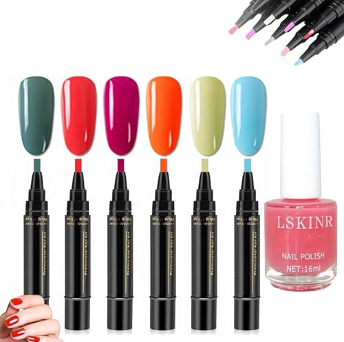 Polishey Nails Pens, Polishey Nail Polish Pens Uk, Polishey Nail Pen Set, 36 Color Nail Polish Gel Pen 8 Ml, 3 in 1 Gel Nail Polish Pen, Soak off UV LED Nail Varnish Nail Tools (E)