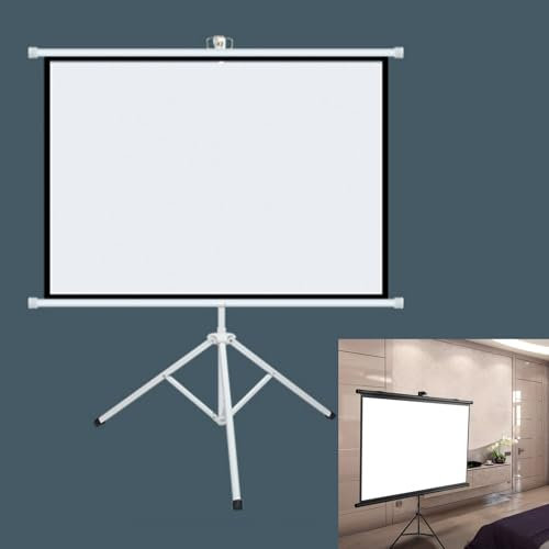 Hoiweqr Tripod Projector Screen With Stand 50 Inch 60 Inch 72 Inch, 4:3/16:9 4K HD Projection Screen Stand Portable Screen, Adjustable Screen Height, For Movie, Home Cinema, Gaming(White,16:9 60in)