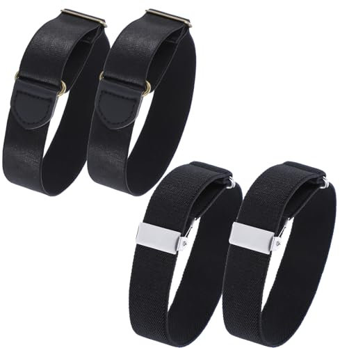 4Pcs Sleeve Garters for Men, Adjustable Arm Bands for Shirt Sleeves, Elastic Shirt Sleeve Holders, Anti-Slip Shirt Arm Bands Mens' Sleeve Garters for Shirt 1920s Men Accessories (Gold Silver)