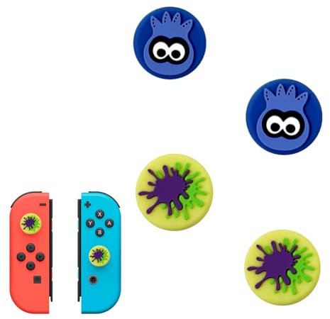 Haofun 4 Pezzi Silicone Thumb Grips Caps per Nintendo Switch 1 Joystick, Facile da Installare, Migliorata Esperienza di Gioco, Protezione Completa - Moda Classica (Splatoon 3)