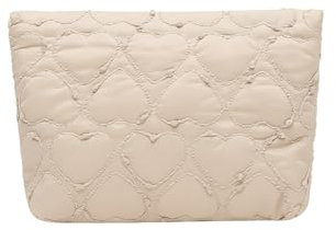 Fiorky Damen Mädchen Stepp-Make-up-Tasche, herzförmig, Reise-Kulturbeutel, Aufbewahrungstasche, Organizer, Kosmetiktasche, Make-up-Handtasche, Wasch-Kulturbeutel, Aufbewahrungstasche