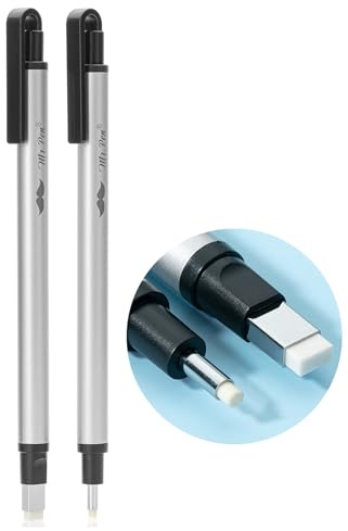 Mr. Pen- Pen Style Eraser Set, 2 Pack, Square & Round Tip, Precision Pencil Erasers, Retractable Silver Eraser Pens for Drawing, Sketching, Detail Correction, Office & School Supplies