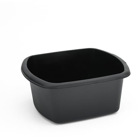Washing Up Bowl for Sink | Black Small Rectangular Plastic Sink Bowls (7 Liter Capacity) | Wash Up Basin Bowl for Kitchen Sinks