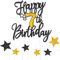 Black Gold Happy 7th Birthday Cake Toppers for Cake,Personalised Cake Toppers for Boy Men Girl Women Decorations,Glitter Cupcake Topper Cake Topper Kit 7th Birthday Party Cake Decoration Supplies