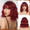 Sofeiyan Kurze Gewellte Bob Perücke mit Pony Damen 30 cm Burgunderrot Synthetische Perücke für Frauen Natürliche Lockige Perücke für Cosplay Alltag Party Halloween