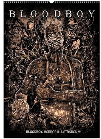 BLOODBOY/HORROR ILLUSTRATION V1 (Wandkalender 2026 DIN A2 hoch), CALVENDO Monatskalender: Eine Serie von Illustrationen zum Thema Horror (CALVENDO Kunst)