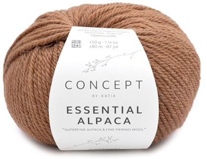 Concept Katia Essential Alpaka Knäuel, 50 g, 80 m, Braun, 100 Stück