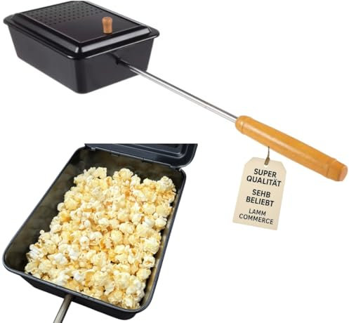 Popcorn Maker Campfire Grill with Long Grill Non-Stick Camping Outdoor Fire Pan Outdoor Long Handle Fire Bowl Extra Large 4L Cooker Fire Bowl Fire Popcorn Maker Grill