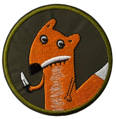 Patches Klett, Fuchs mit Messer Stickerei Moral MilitäR Patch, Abzeichen Klettbänder Aufnäher Für DIY Rucksäcke, Jacken, Jeans, Kappen, Kleidung