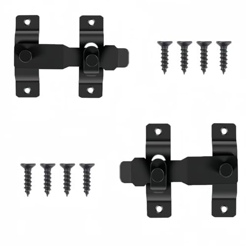 Edelstahl-Türriegelschloss, Fensterriegel, Klappriegel und Deadbolt Lock. Geeignet als Riegel für Gartentor und Türverriegelung außen Garden Gate Latch (schwarz)