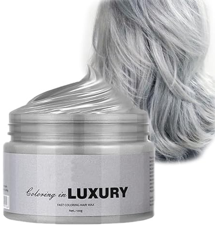 Temporary Silver Gray Hair Color Wax - Washable Instant Hairstyle Cream Dye - Disposable Hairstyle Dye Mud for Women & Men - Hair Coloring Products,Grey Natural Styling for Party & Cosplay
