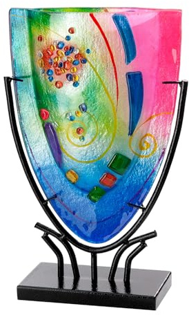 Glas Art Vase Cool aus Glas - oval - Mehrfarbig - Höhe 35cm x Breite 22cm - Nicht wasserdicht - handbemalt