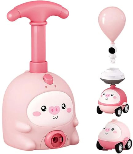 Keeplus Animal Air Powered Balloon Car Toy,Balloon Powered Car,Kids Air Inertial Balloons Pump Cars Racer Creative Vehicle Toy, Airs Powereds Balloons Launch Cars STEM Educational Toy For Kids (Pink)