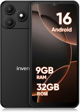invens Note 15P 4G Smartphone ohne Vertrag, 6,52 Zoll Android 16 Go Handy, 9GB + 32GB/TF256 GB, Dual SIM Smartphone, 16MP+5MP Kamera, Face ID, 3500mAh Abnehmbarer Akku, USB-C, Schwarz