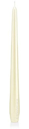 Spitzkerzen Konische Kerzen Perlmutt Elfenbein 250 x 25 mm 12 Stück, Kronleuchterkerzen