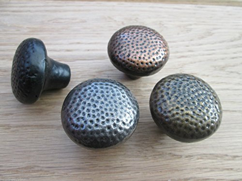 IRONMONGERY WORLD®(Code 16) CAST Iron Hammered Beaten Cupboard Kitchen Drawer Door KNOBS Handles (Antique Iron)