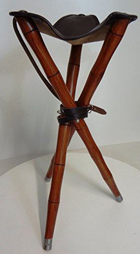 Waid-Life Dreibein, Ansitzstuhl, Jagdstuhl, Angelstuhl, hochwertiges Leder, Robustes Holz