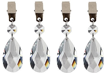 yueton Set mit 4 Clips aus Metall, Glaskristall, in Tropfenform, Anhänger