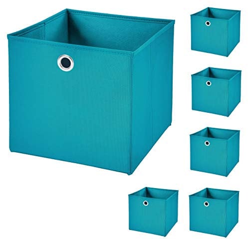 StickandShine 6er Set Türkis Faltbox 28 x 28 x 28 cm Aufbewahrungsbox faltbar