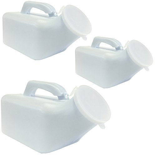 1000ml Male Mens Travel Outdoor Plastic Emergency Portable Toilet Urinal - 3 x Bottles + Lid