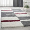 HomebyHome Shaggy Teppich 200x300 Wohnzimmer (200 x 290 cm) - Hochflor Teppich Rot, Grau und Weiss Extra Weich und Flauschig - Bettvorleger Teppich für Schlafzimmer, Küchenläufer - Carpet, Halı