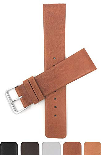 Screw Fit, 12mm Dark Tan Genuine Leather Womens Replacement Watch Band Strap for Skagen Watches, Attaches with Screws