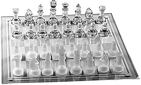 Échiquier en verre anti-casse élégant pièces d'échecs en verre jeu d'échecs jeu d'échecs jeu d'échecs