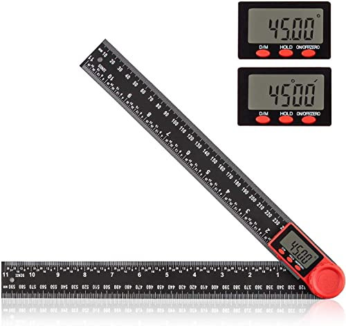 300 mm Aweohtle Règle Rapporteur d'Angle Numérique, Rapporteur Numérique 2 en 1 avec Affichage LCD et Fonction de Verrouillage pour Le Travail du Bois, La Maison, les Artisans