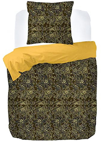 Kayori Lily Baumwolle-Satin Bettwäsche-Garnitur Farbe Schwarz Größe 135x200 + 80x80 cm