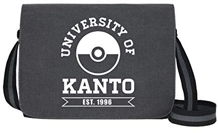 University of Kanto - Umhängetasche Messenger Bag für Geeks und Nerds mit 5 Fächern - 15.6 Zoll, Schwarz Anthrazit