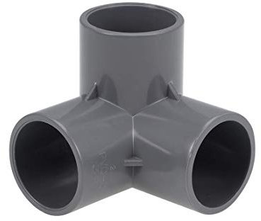 Coude à 3 voies Raccord de tuyau en PVC Meubles de qualité 32mm Taille Raccords d'angle en T gris 2Pcs