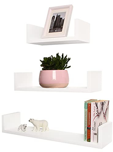 eSituro 3er Set Wandregal Regalsystem U Form CD DVD Regal Bücherregal Hängeregal weiß 60/45/30 x 15 x 10cm SWS0290