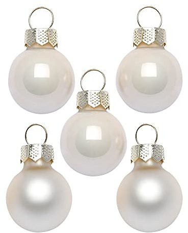 Inge Glas Magic Mini-Weihnachtskugeln 2cm 25 Stück | kleine Christbaumkugeln in Karton-Box (Champagne | beige Glanz matt)