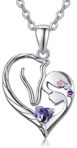 PRAYMOS Pferd Halskette Sterling Silber Herz Kette Anhänger Pony Geschenk für Damen Frauen Mädchen Freund Pferdeliebhaber (Halskette mit Pferdeanhänger-2)