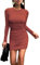 MiiVoo Damen Sexy Club gerüschte Langarm Kordelzug Mini Bodycon Kleid, 2 # Ziegelrot., Mittel