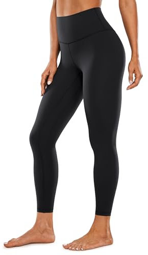 CRZ YOGA Gebürstetes Gefühl Damen Sport Leggings Yogahose High Waist Blickdicht Fitness Leggins Sporthose - 64cm Schwarz 40