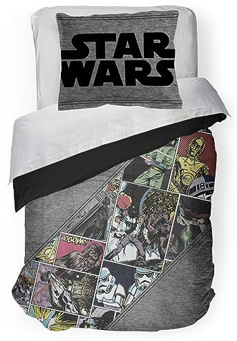 Jay Franco Star Wars Comic Bettwäsche-Set – superweiche Kinder-Bettwäsche – farbechte Mikrofaser (offizielles Star Wars-Produkt)