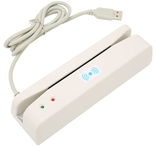 wendeekun Lector de Tarjetas de Crédito, Lector de Tarjetas de Banda Magnética, Tarjeta Swiper Interfaz USB de Peso Ligero Deslizamiento de 2 Vías Lector Práctico Conveniente para el Sistema Bancario